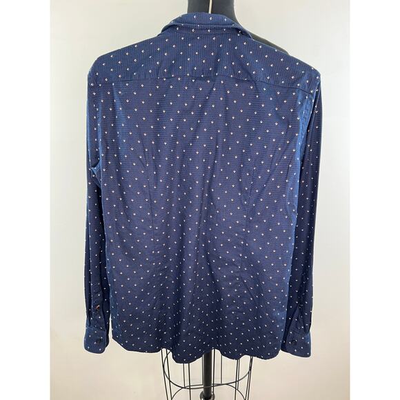 Hugo BOSS Men's Ronni Navy Blue Patterned Slim Fit Button Down Shirt Medium M - Picture 6 of 10